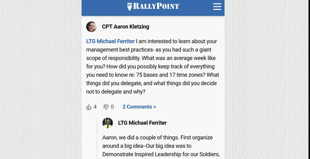 Screen grab of RallyPoint Q&A